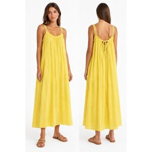 Pearl & Caviar NWT Womens S/M Zakar Maxi Dress Yellow Boho Resortwear Vacation